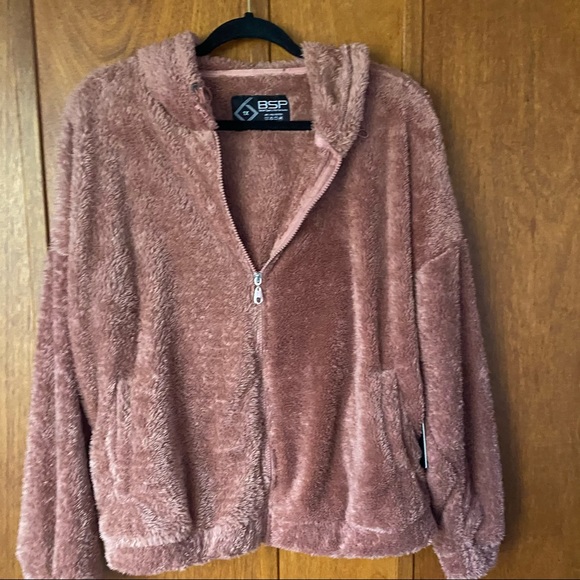 NWT BSP Just Fab Mauve Teddy Bear Sherpa Jacket - Picture 7 of 8